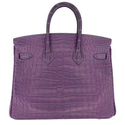 Hermès 25cm Birkin Amethyst Matte Alligator Palladium Hardware