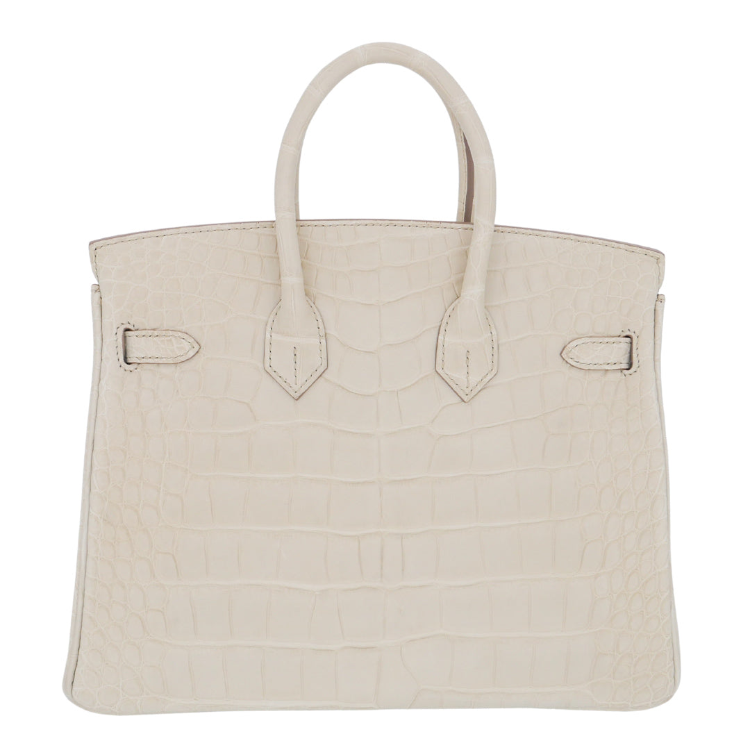 Hermès 25cm Birkin Beton Matte Alligator Gold Hardware