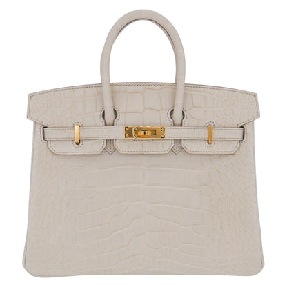 Hermès 25cm Birkin Beton Matte Alligator Gold Hardware