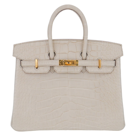 Hermès 25cm Birkin Beton Matte Alligator Gold Hardware