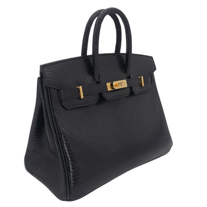 Hermès 25cm Birkin Black Lizard Gold Hardware