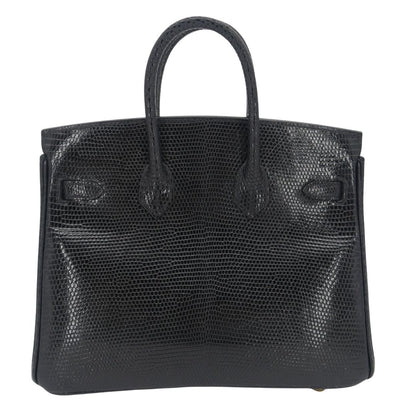 Hermès 25cm Birkin Black Lizard Gold Hardware