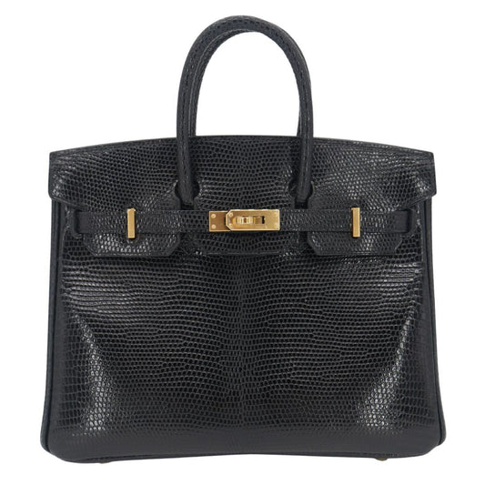 Hermès 25cm Birkin Black Lizard Gold Hardware