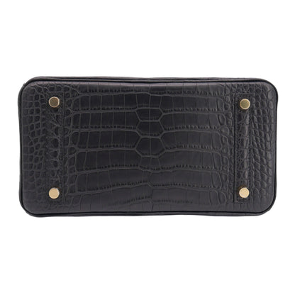 Hermès 25cm Birkin Black Matte Alligator Gold Hardware