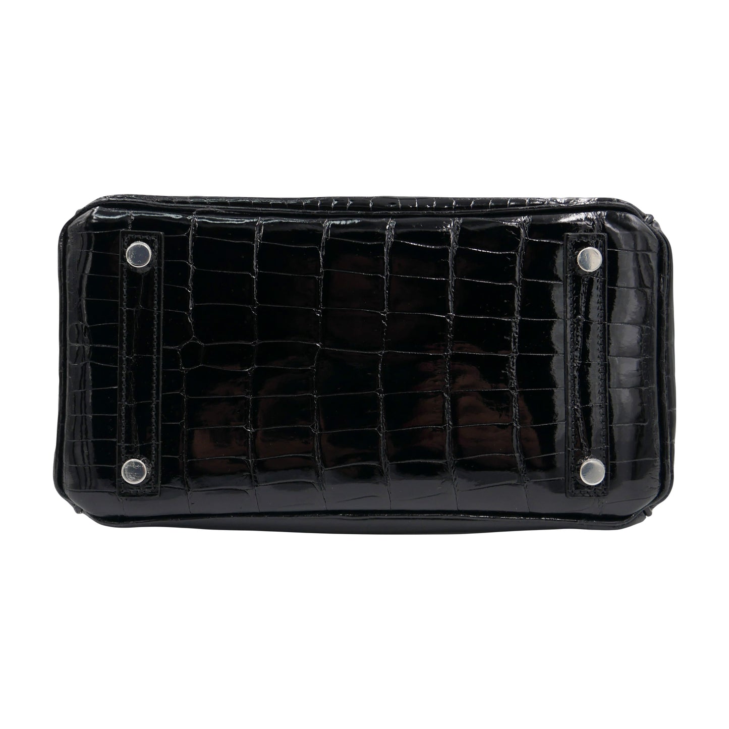 Hermès 25cm Birkin Black Shiny Niloticus Crocodile Palladium Hardware