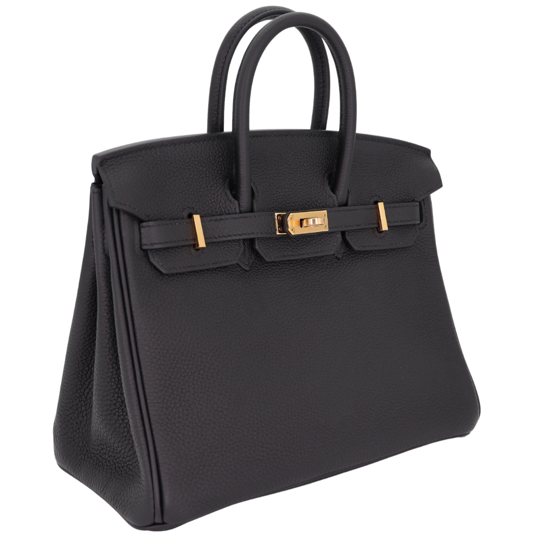 Hermès 25cm Birkin Black Togo Leather Rose Gold Hardware