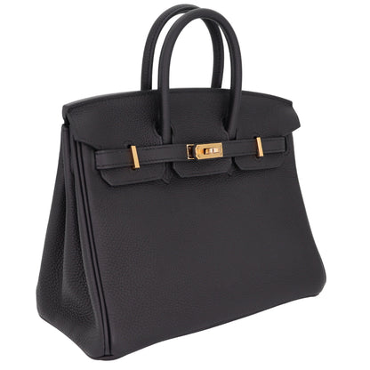Hermès 25cm Birkin Black Togo Leather Rose Gold Hardware