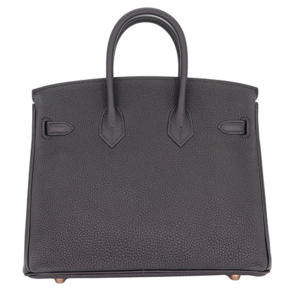 Hermès 25cm Birkin Black Togo Leather Rose Gold Hardware