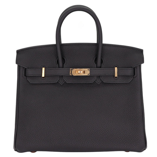 Hermès 25cm Birkin Black Togo Leather Rose Gold Hardware