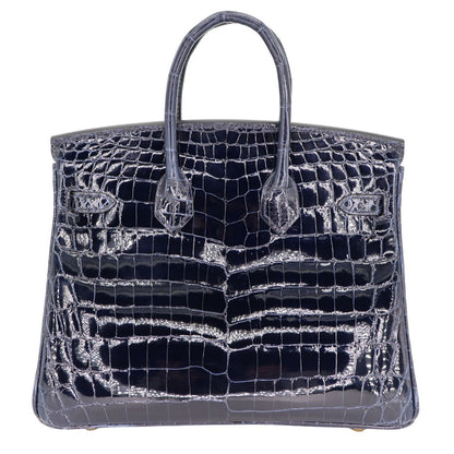 Hermès 25cm Birkin Bleu Baltique Shiny Niloticus Gold Hardware