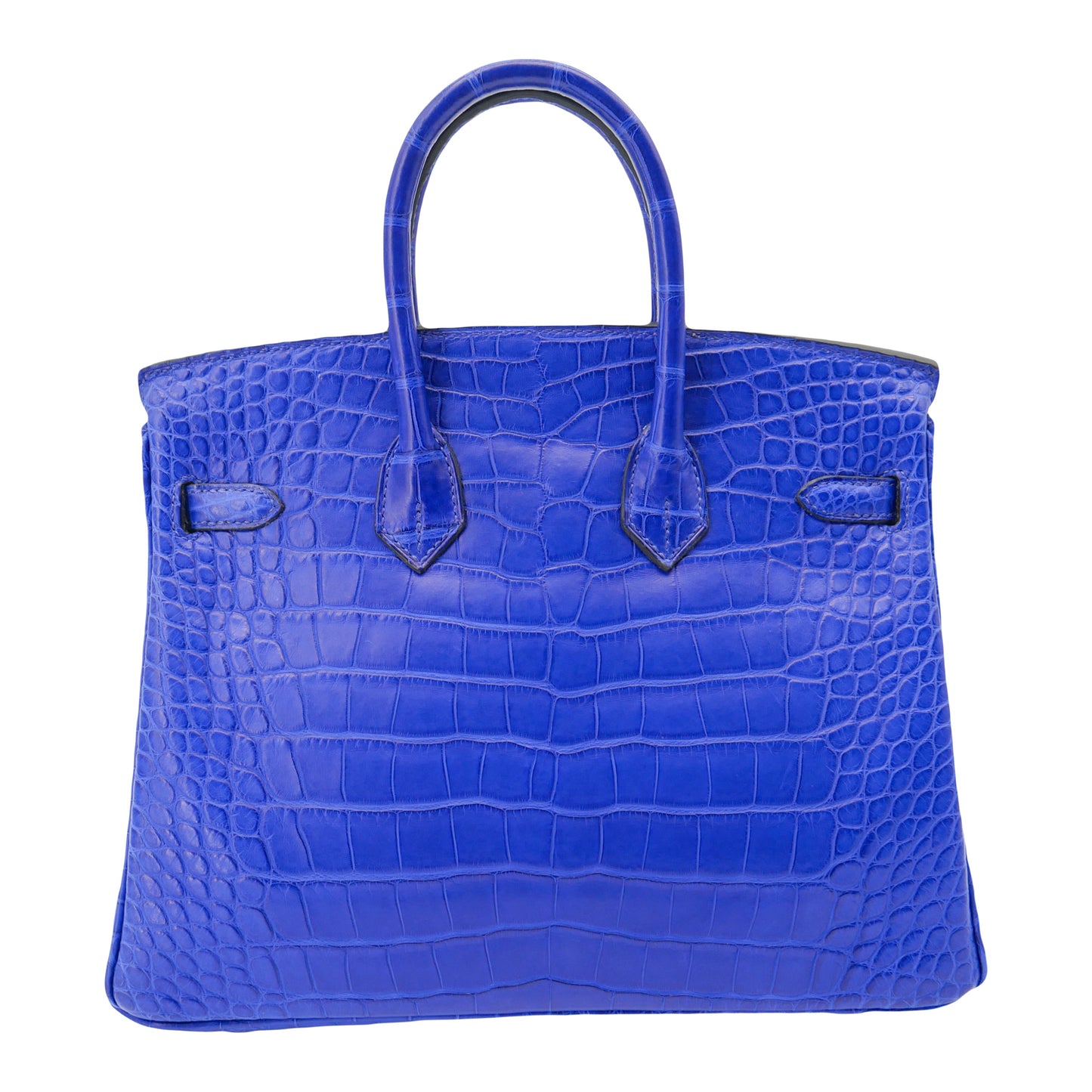 Hermès 25cm Birkin Bleu Electrique Matte Alligator Palladium Hardware