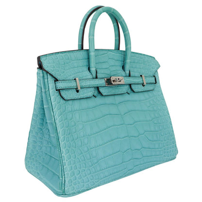 Hermès 25cm Birkin Bleu Saint Cyr Matte Alligator Palladium Hardware