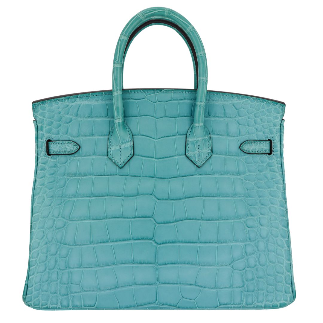 Hermès 25cm Birkin Bleu Saint Cyr Matte Alligator Palladium Hardware