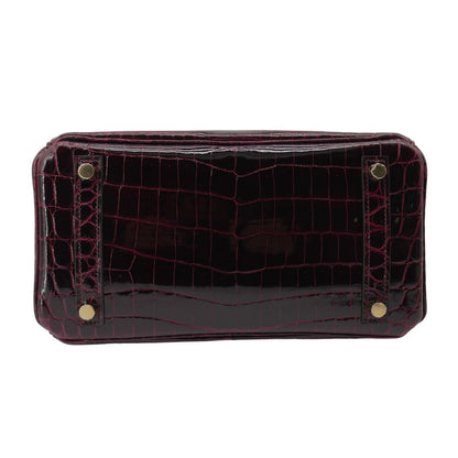 Hermès 25cm Birkin Bordeaux Shiny Niloticus Crocodile Gold Hardware