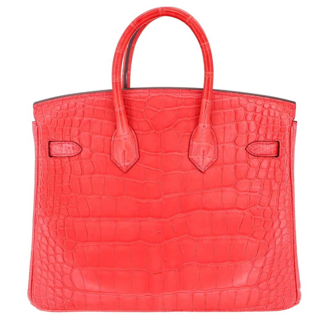 Hermès 25cm Birkin Bougainvillea Matte Alligator Gold Hardware