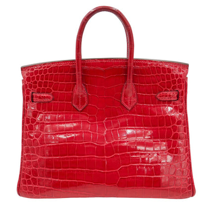 Hermès 25cm Birkin Braise Shiny Niloticus Crocodile Gold Hardware