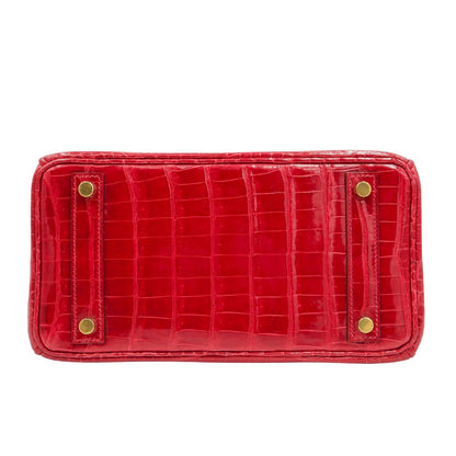 Hermès 25cm Birkin Braise Shiny Niloticus Crocodile Gold Hardware