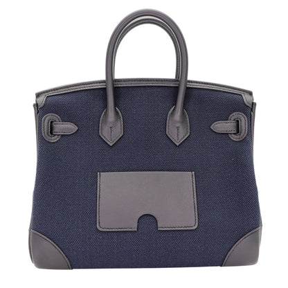 Hermès 25cm Birkin Cargo Bleu Marine/Black Canvas/Swift Leather Palladium Hardware