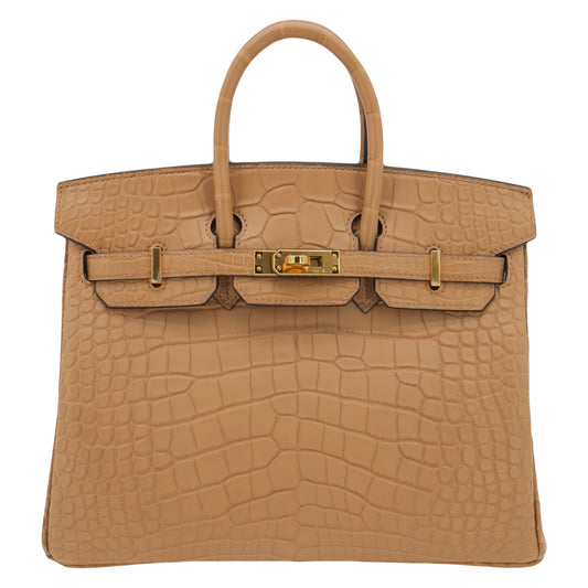 Hermès 25cm Birkin Chai Matte Alligator Gold Hardware