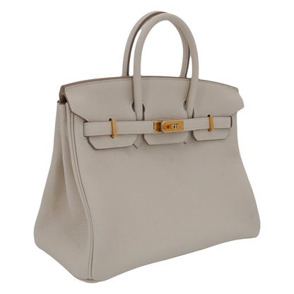 Hermès 25cm Birkin Craie Togo Leather Gold Hardware