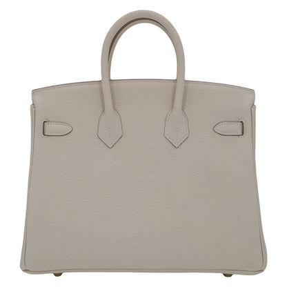 Hermès 25cm Birkin Craie Togo Leather Gold Hardware