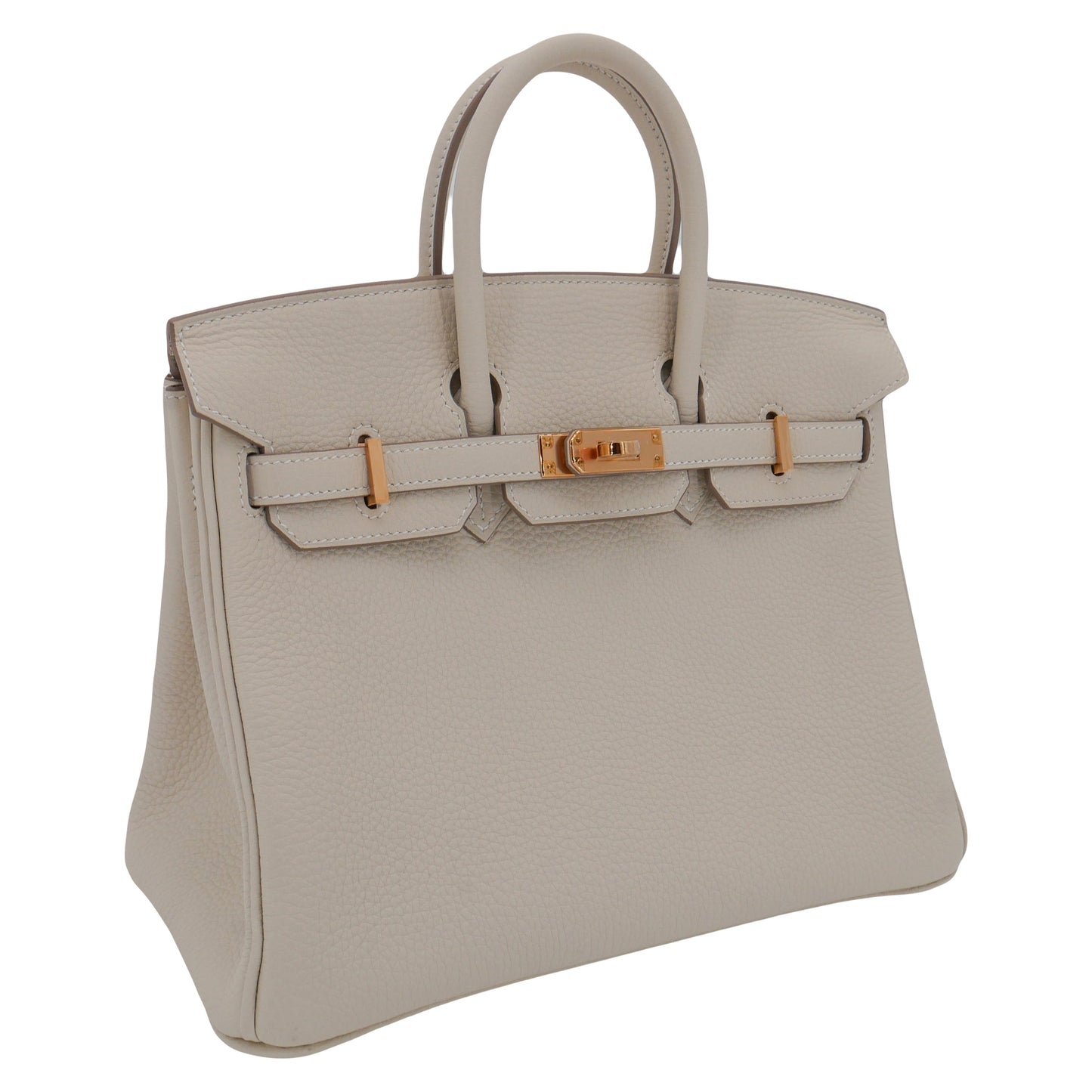 Hermès 25cm Birkin Craie Togo Leather Rose Gold Hardware