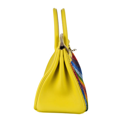 Hermès 25cm Birkin Customized Rainbow Chevron Swarovski Crystal Palladium Hardware