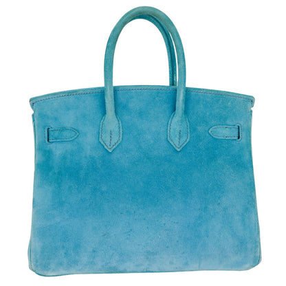 Hermès 25cm Birkin Doblis Bleu Suede Palladium Hardware