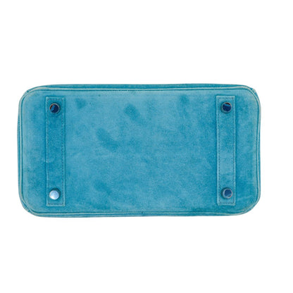 Hermès 25cm Birkin Doblis Bleu Suede Palladium Hardware