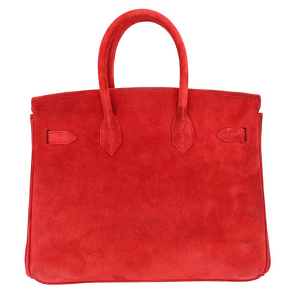 Hermès 25cm Birkin Doblis Rouge Vif Suede Palladium Hardware