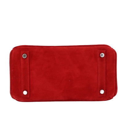 Hermès 25cm Birkin Doblis Rouge Vif Suede Palladium Hardware