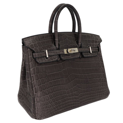Hermès 25cm Birkin Graphite Matte Niloticus Crocodile Palladium Hardware