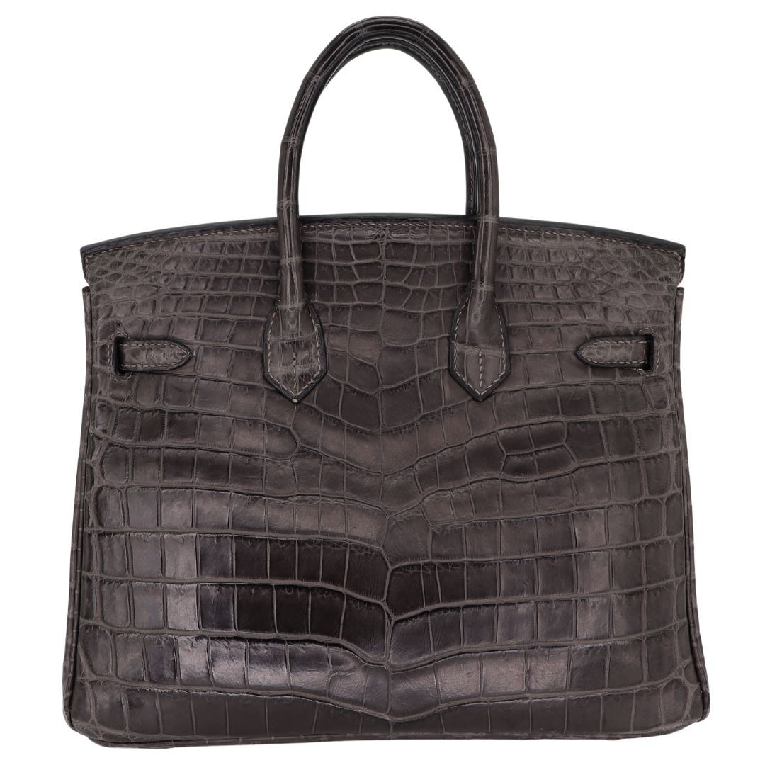 Hermès 25cm Birkin Graphite Matte Niloticus Crocodile Palladium Hardware