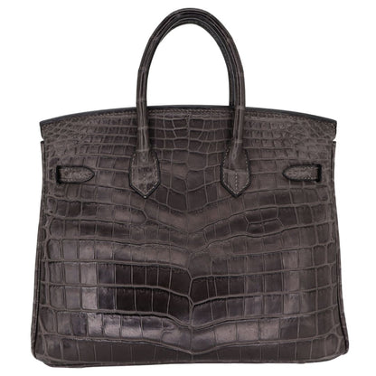 Hermès 25cm Birkin Graphite Matte Niloticus Crocodile Palladium Hardware