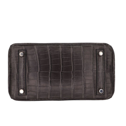 Hermès 25cm Birkin Graphite Matte Niloticus Crocodile Palladium Hardware