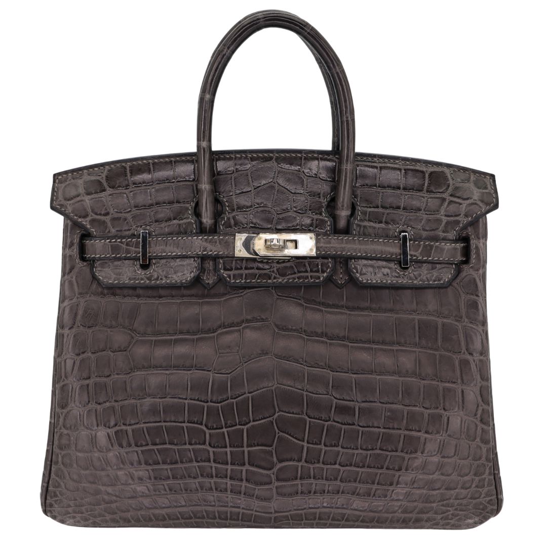 Hermès 25cm Birkin Graphite Matte Niloticus Crocodile Palladium Hardware