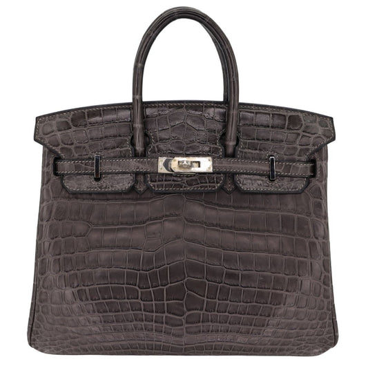 Hermès 25cm Birkin Graphite Matte Niloticus Crocodile Palladium Hardware
