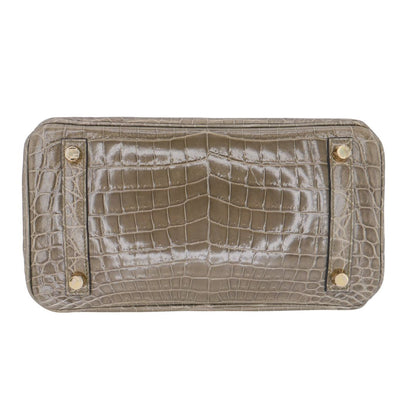 Hermès 25cm Birkin Gris Tourterelle Shiny Niloticus Crocodile Gold Hardware