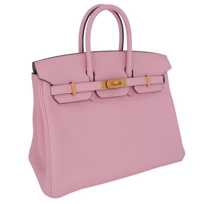 Hermès 25cm Birkin HSS Rose Sakura Clemence Leather Brushed Gold Hardware