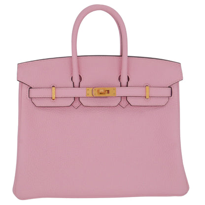 Hermès 25cm Birkin HSS Rose Sakura Clemence Leather Brushed Gold Hardware