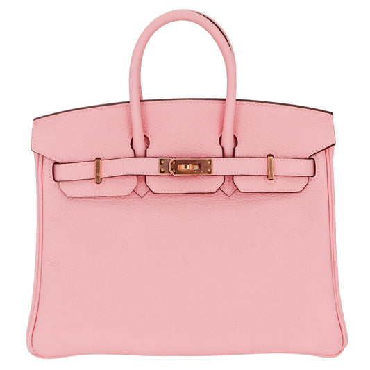 Hermès 25cm Birkin HSS Rose Sakura Clemence Leather Rose Gold Hardware
