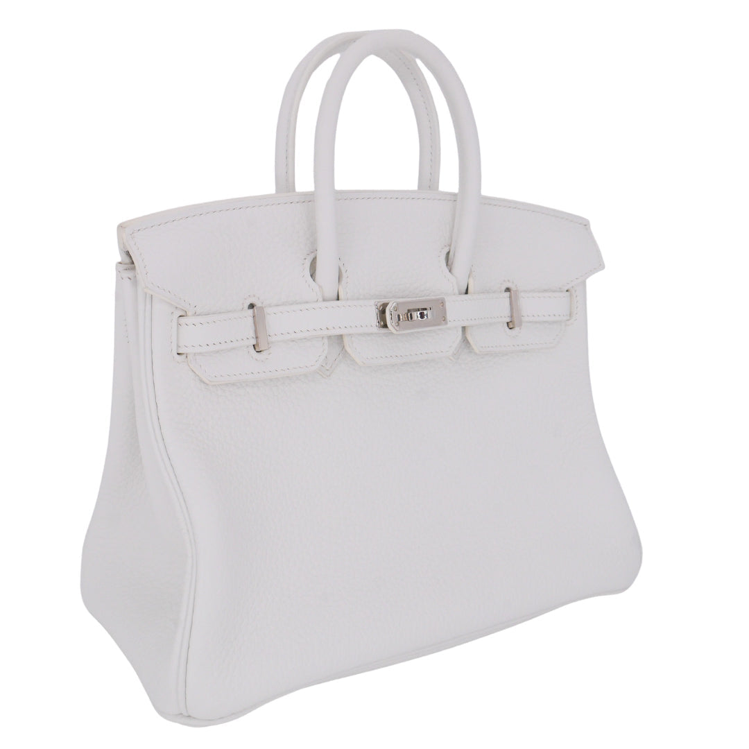 Hermès 25cm Birkin HSS White Clemence Leather Palladium Hardware