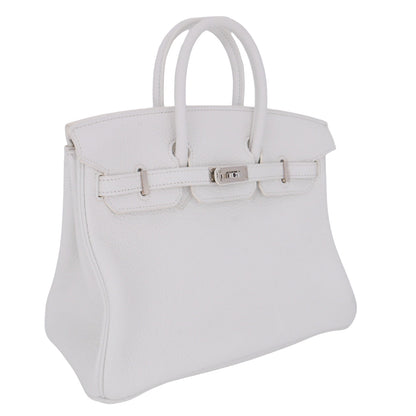 Hermès 25cm Birkin HSS White Clemence Leather Palladium Hardware