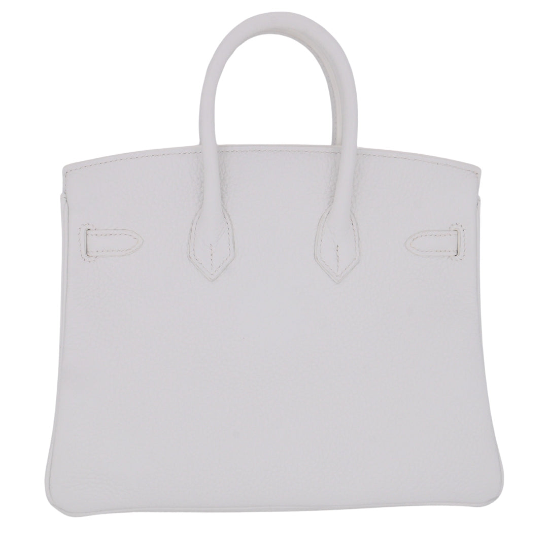 Hermès 25cm Birkin HSS White Clemence Leather Palladium Hardware
