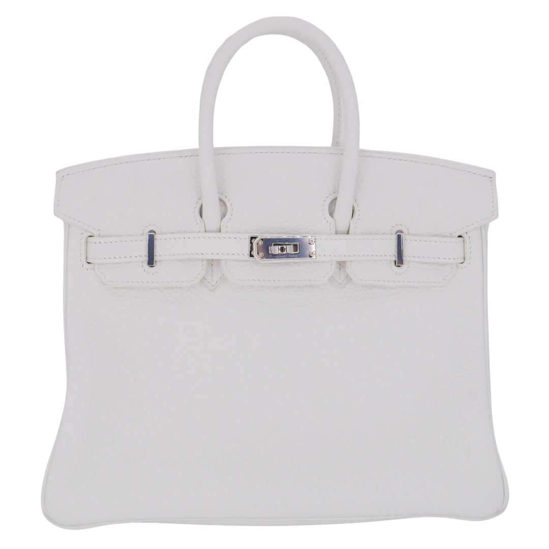 Hermès 25cm Birkin HSS White Clemence Leather Palladium Hardware