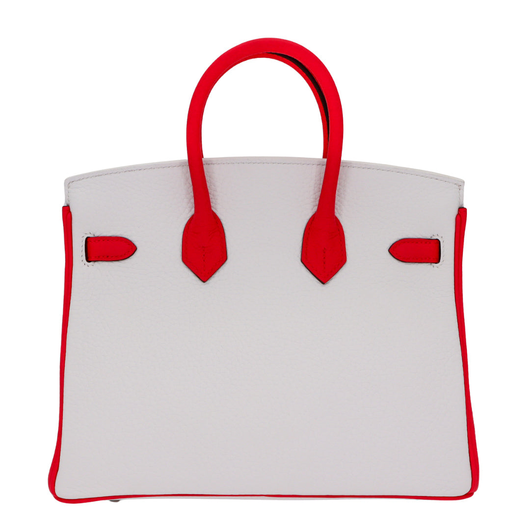 Hermès 25cm Birkin HSS White/Rose Extreme Clemence Leather Brushed Palladium Hardware