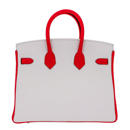 Hermès 25cm Birkin HSS White/Rose Extreme Clemence Leather Brushed Palladium Hardware