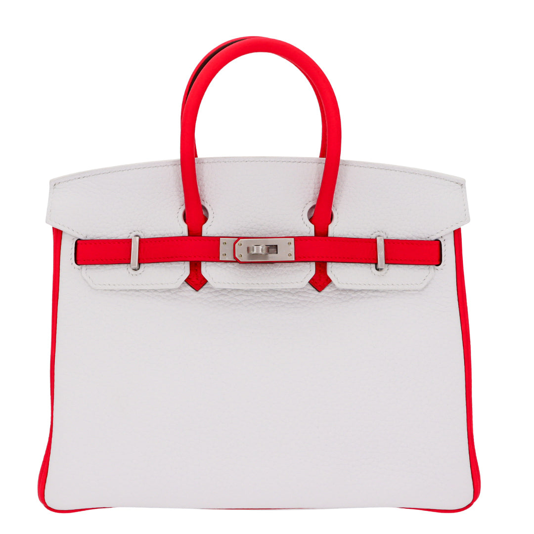 Hermès 25cm Birkin HSS White/Rose Extreme Clemence Leather Brushed Palladium Hardware