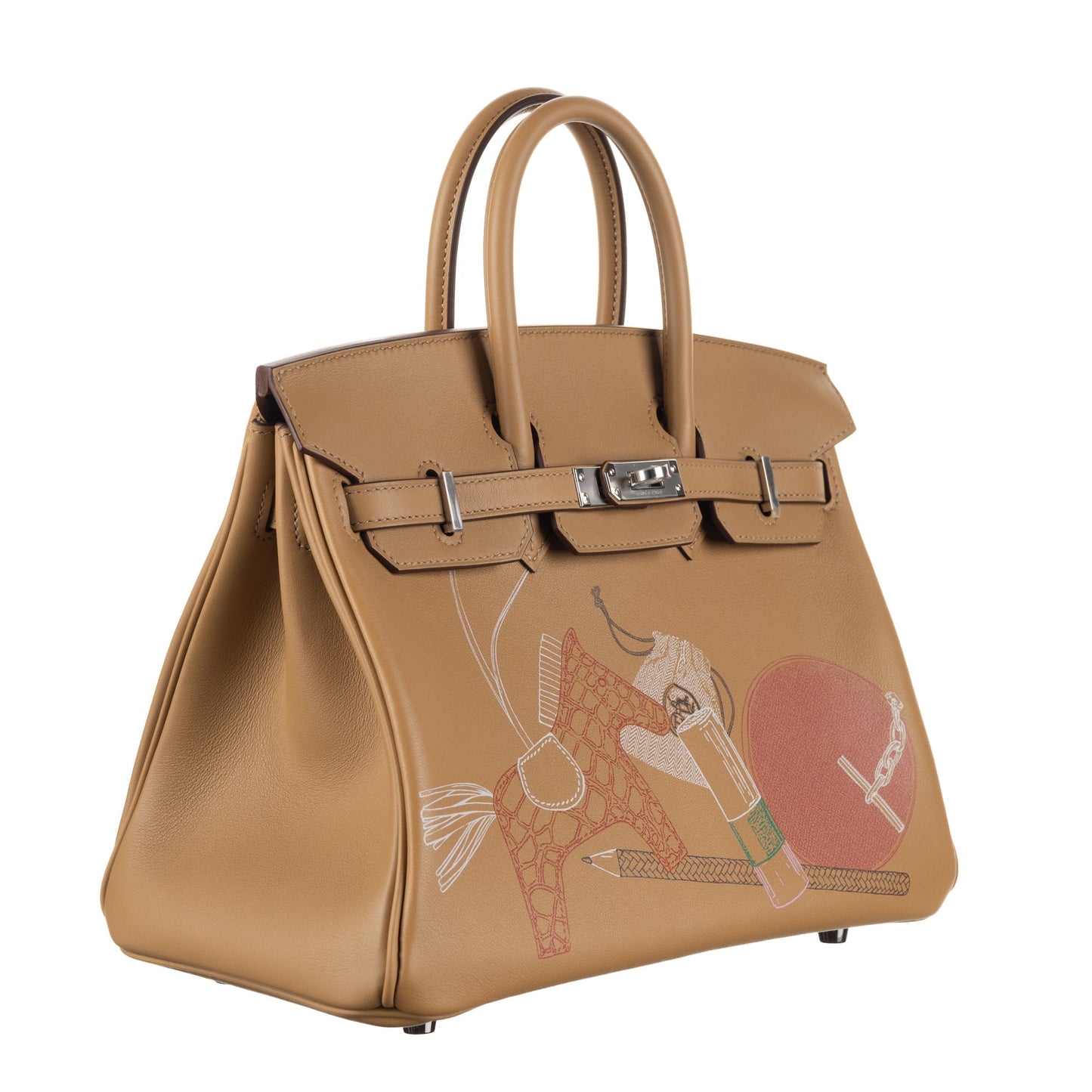 Hermès 25cm Birkin In and Out Biscuit/Multicolor Swift Leather Palladium Hardware