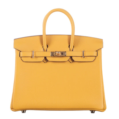 Hermès 25cm Birkin Jaune Ambre Togo Leather Gold Hardware